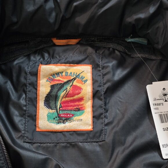 Tommy Bahama Windbreaker Half Zip Jacket Men M Navy Anorak LS Hood Preppy Nautic - Picture 3 of 16